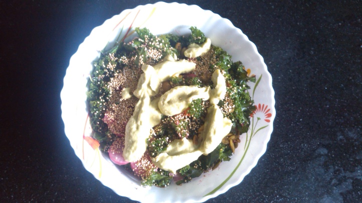 Kale and Buckwheat Salad with Avocado Dressing